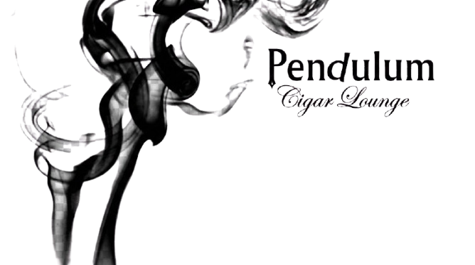 Pendelum Cigar Lounge brand logo in black and white transparent